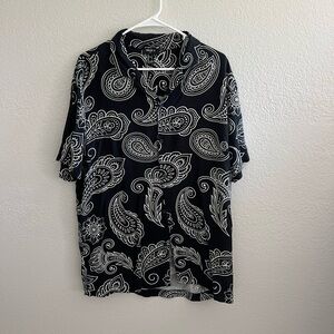 Black Paisley Button-Up Shirt (Forever21, L)
